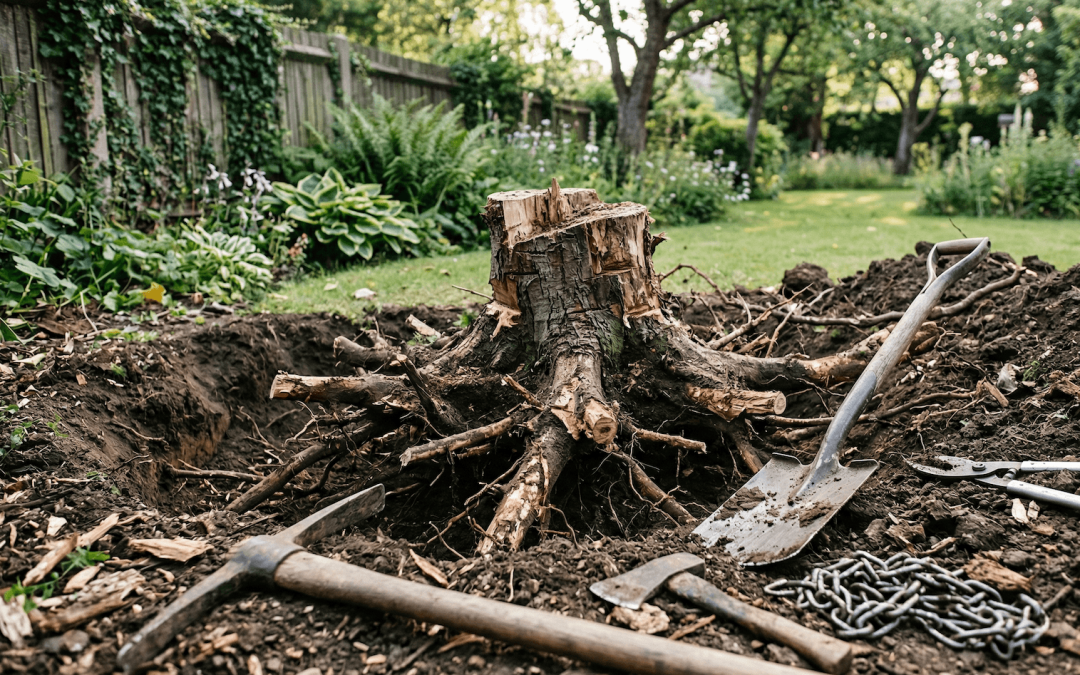 Ręczne usuwanie pnia drzewa